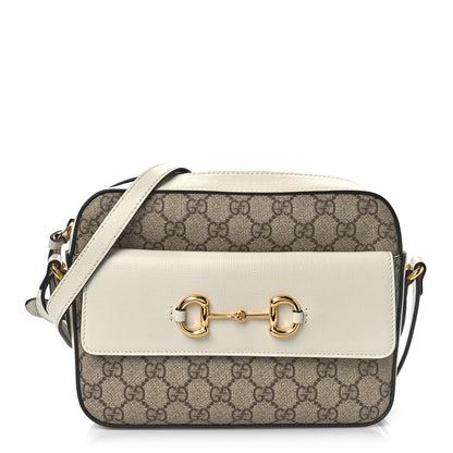 Gucci GG Supreme Monogram Small Horsebit 1955 Shoulder Bag Beige Mystic White 1 of 9