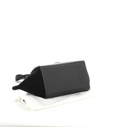 Celine Drummed Calfskin Suede Small Trapeze Black 5 of 9