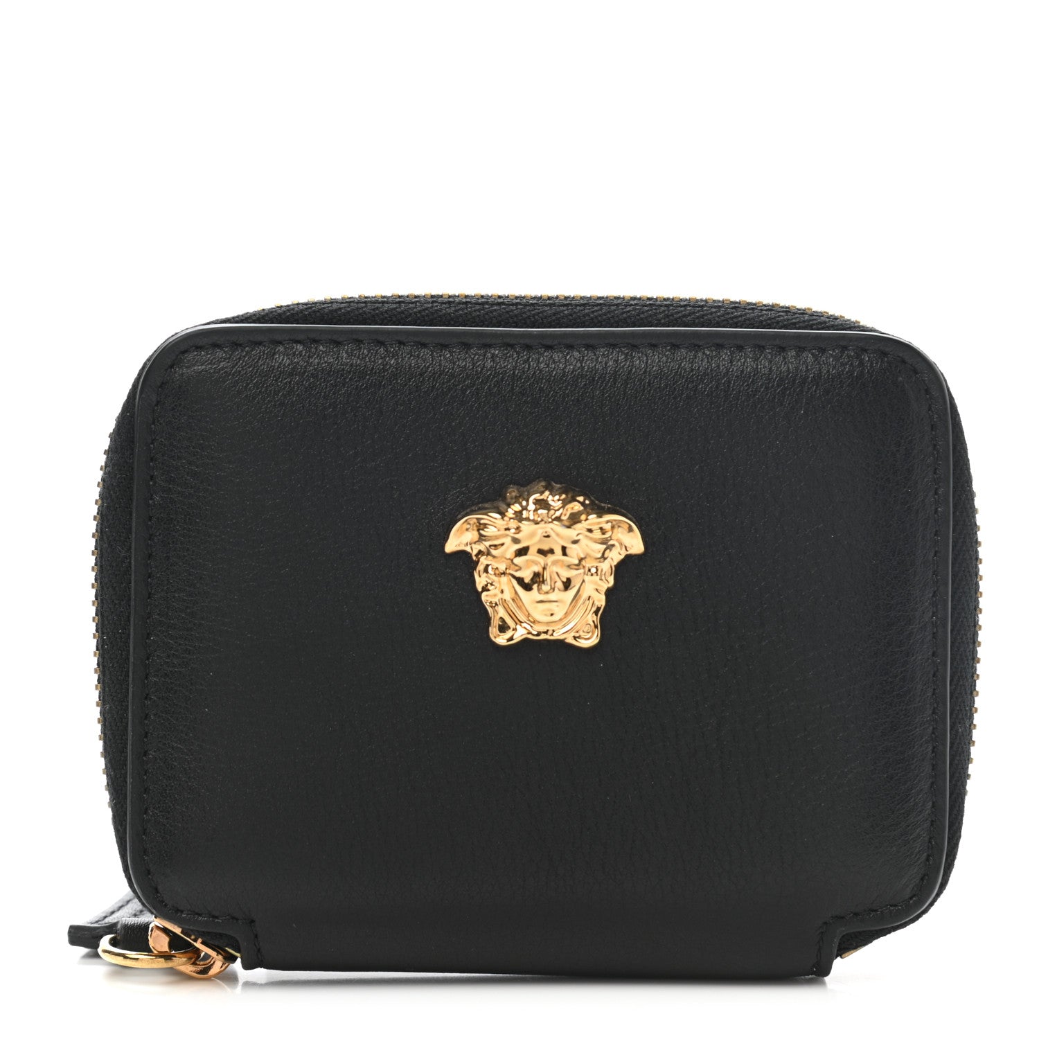Versace Calfskin Medusa Compact Zip Around Wallet Black 1 of 7