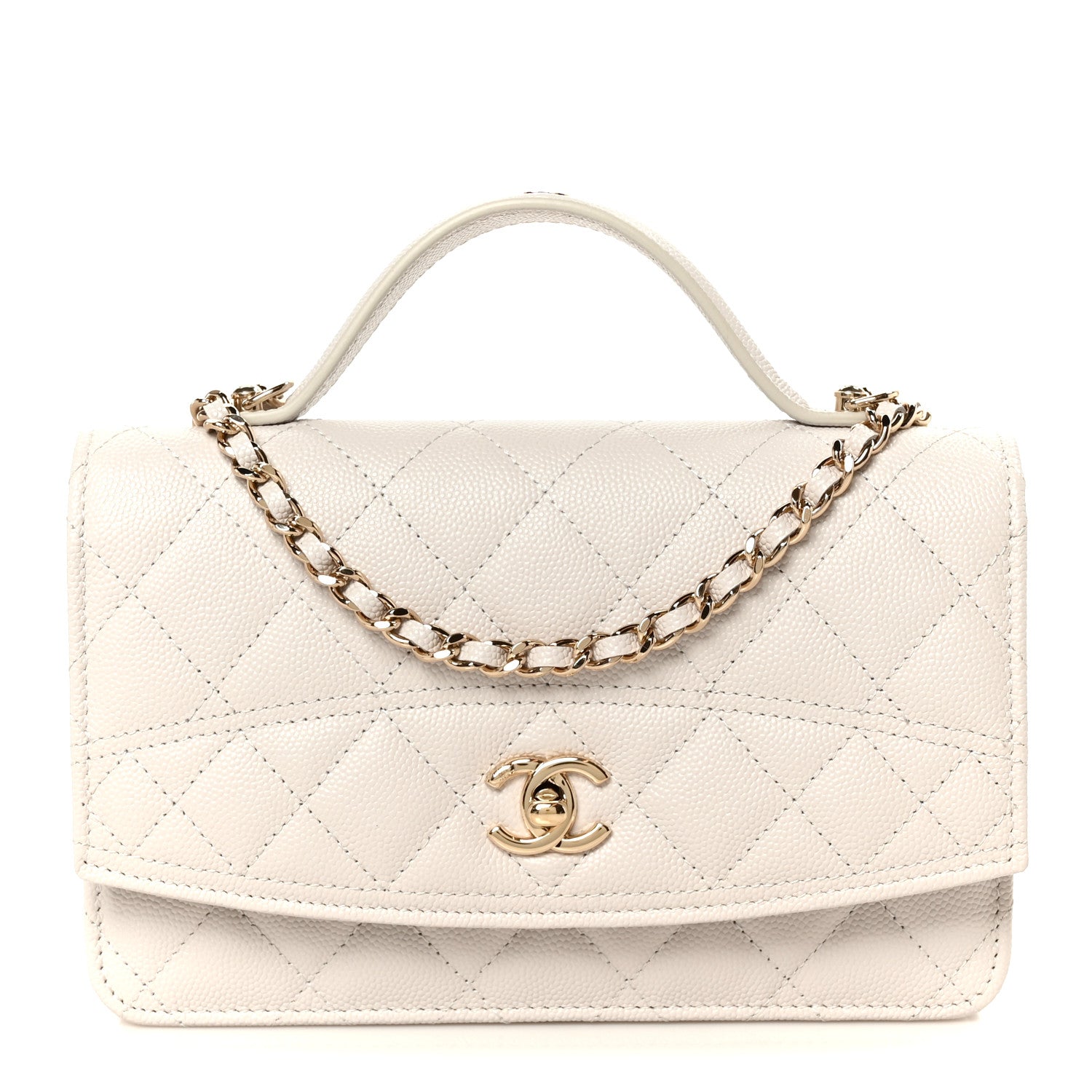 Chanel Caviar Quilted Trendy Handle Clutch With Chain Light Grey 1 of 11