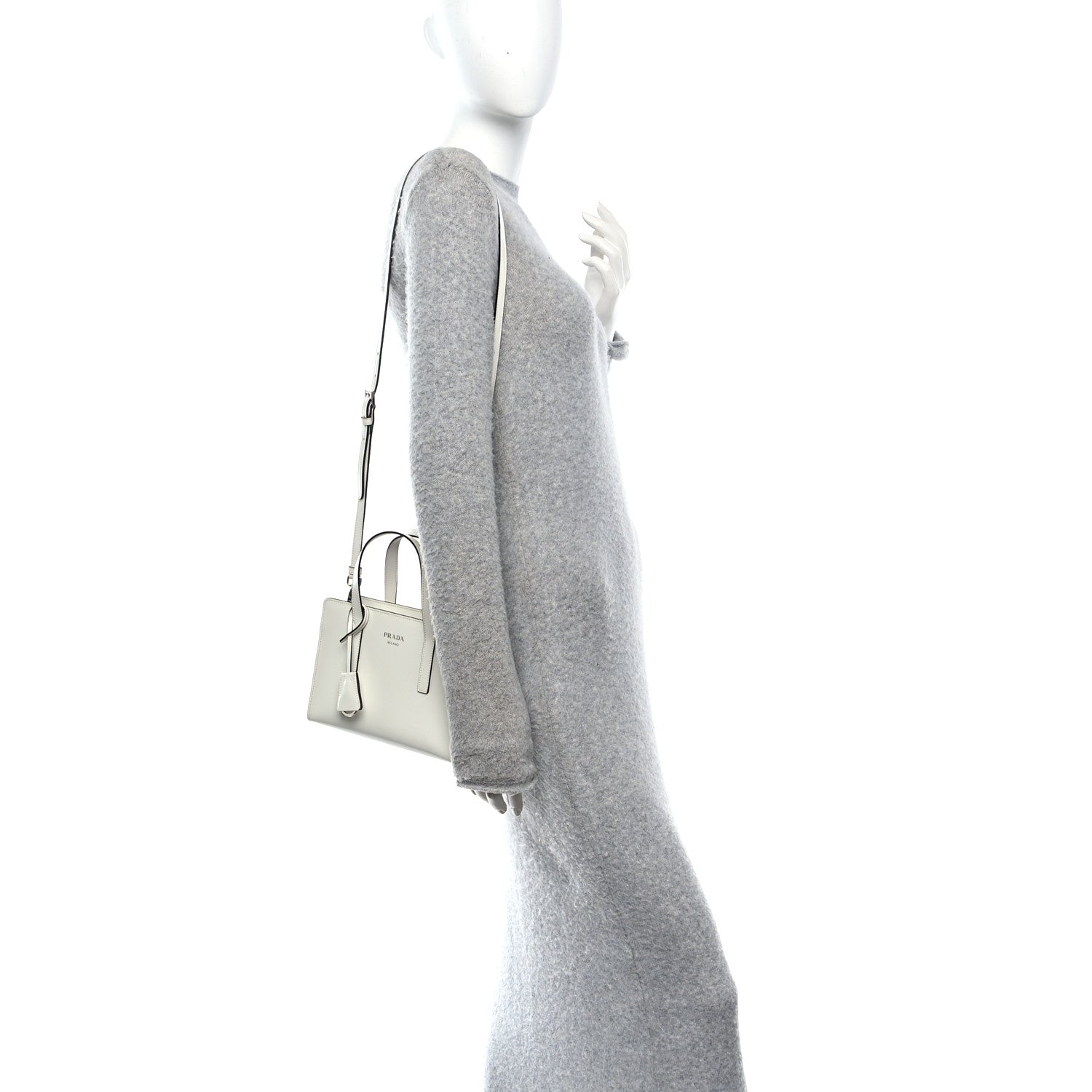 Prada Spazzolato Mini Re-Edition 1995 Double Handle Handbag White 2 of 8