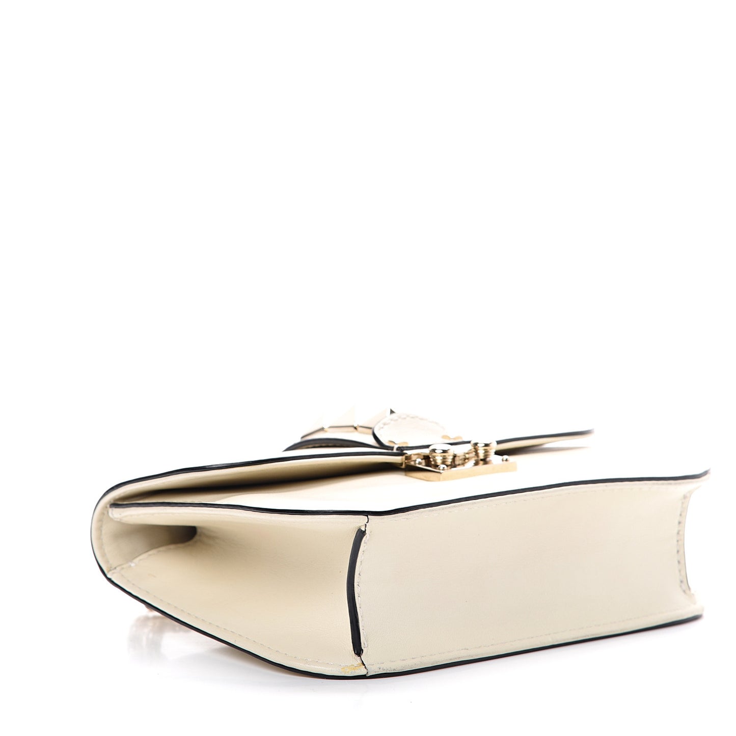 Vitello Small Glam Lock Rockstud Flap Ivory