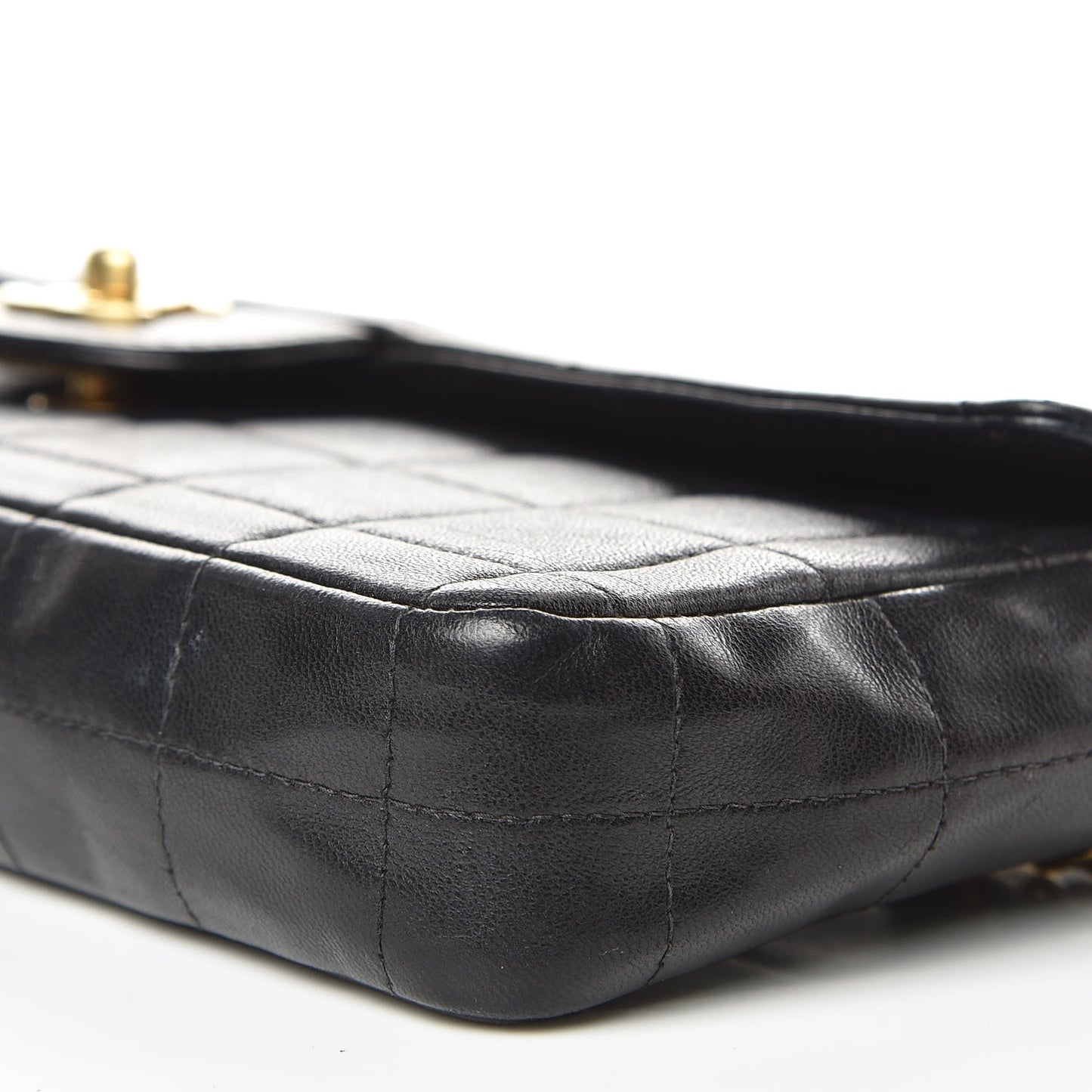 Lambskin East West Chocolate Bar Flap Black