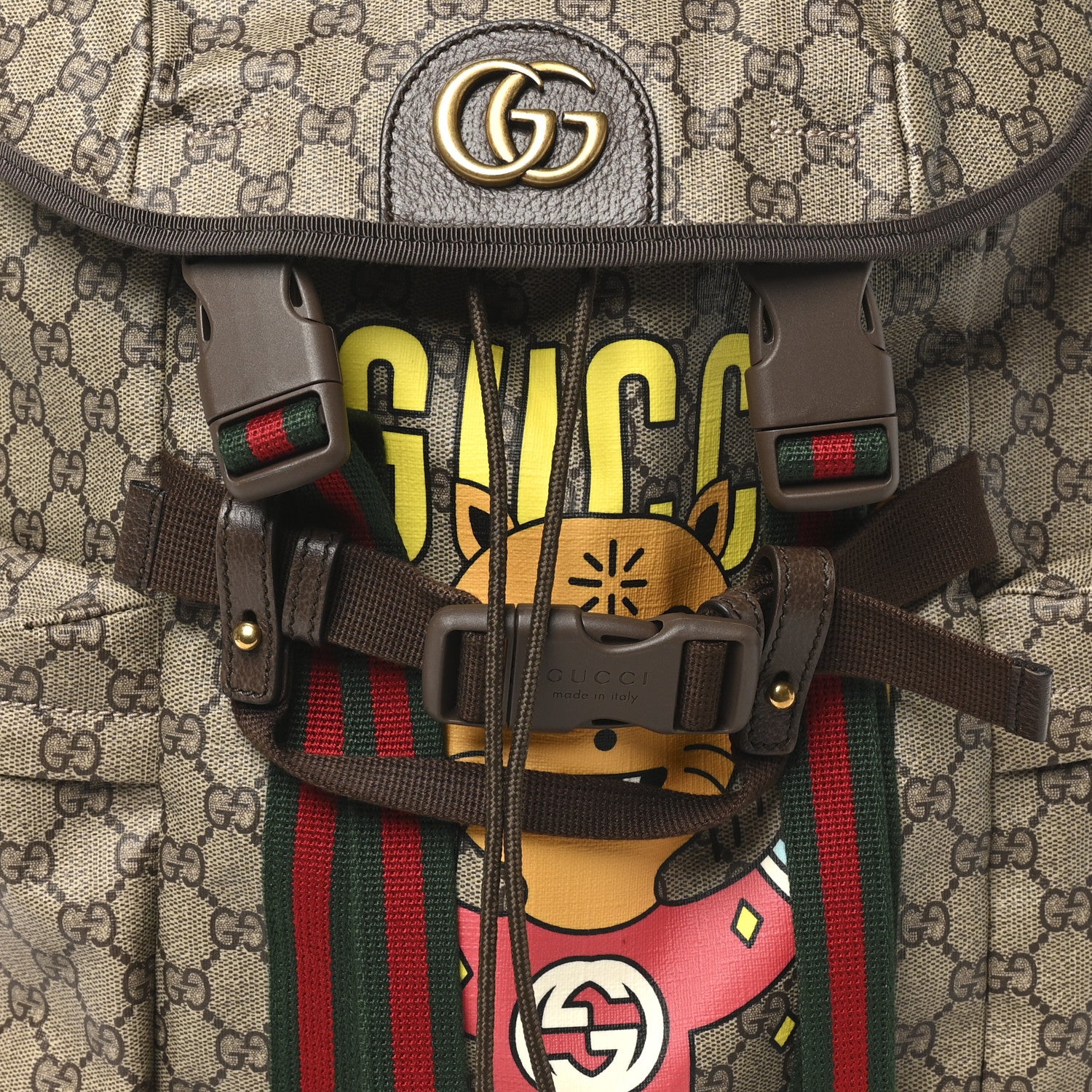 Gucci X Pablo DelCielo GG Supreme Monogram Web Cat Print Skateboard Backpack Brown 8 of 10