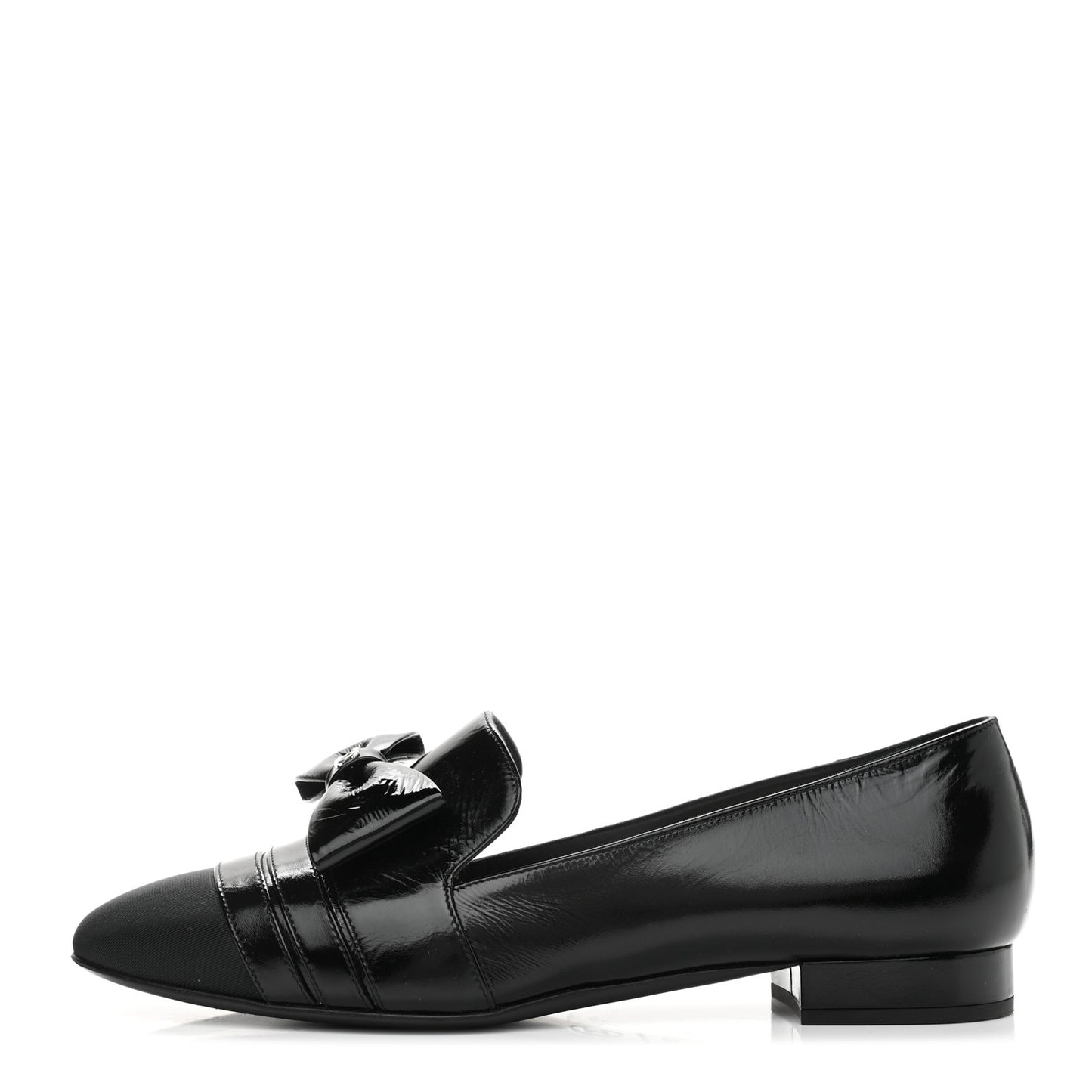 Patent Grosgrain Mocassin Loafers 39 Black