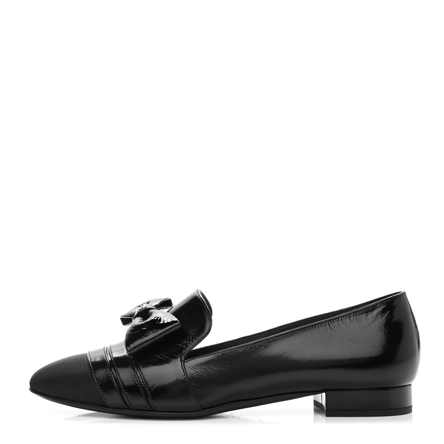 Chanel Patent Grosgrain Mocassin Loafers 39 Black 1 of 11