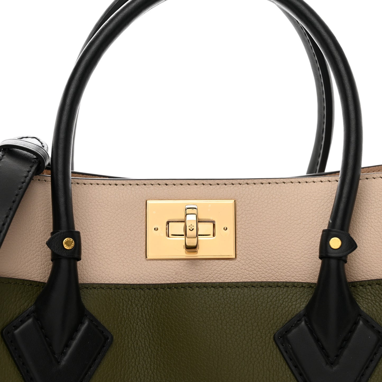 Calfskin Monogram On My Side MM Laurier Green Toffee Latte Beige