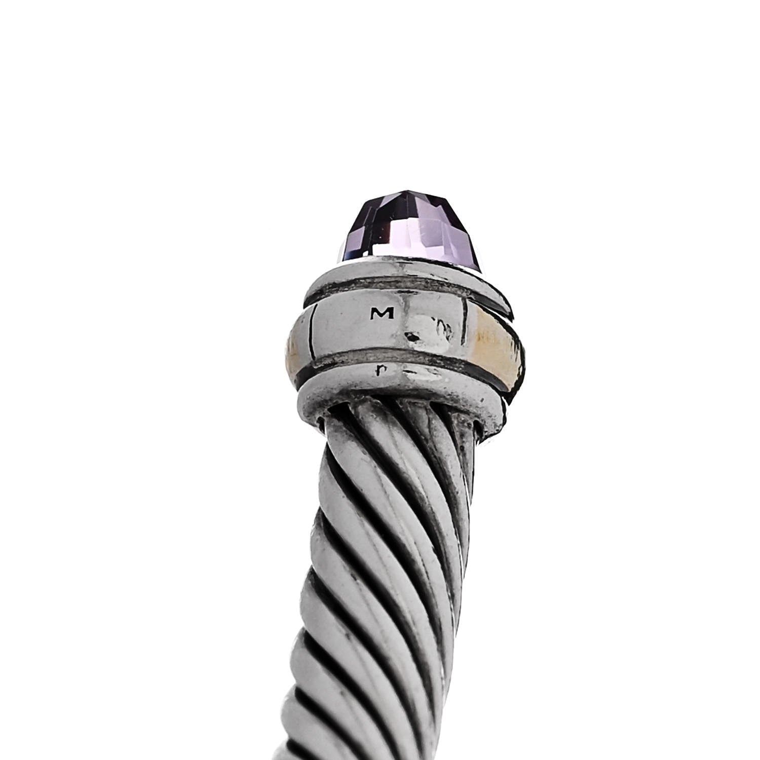 David Yurman Sterling Silver 18K Yellow Gold Amethyst 4mm Cable Classics Bracelet 4 of 4