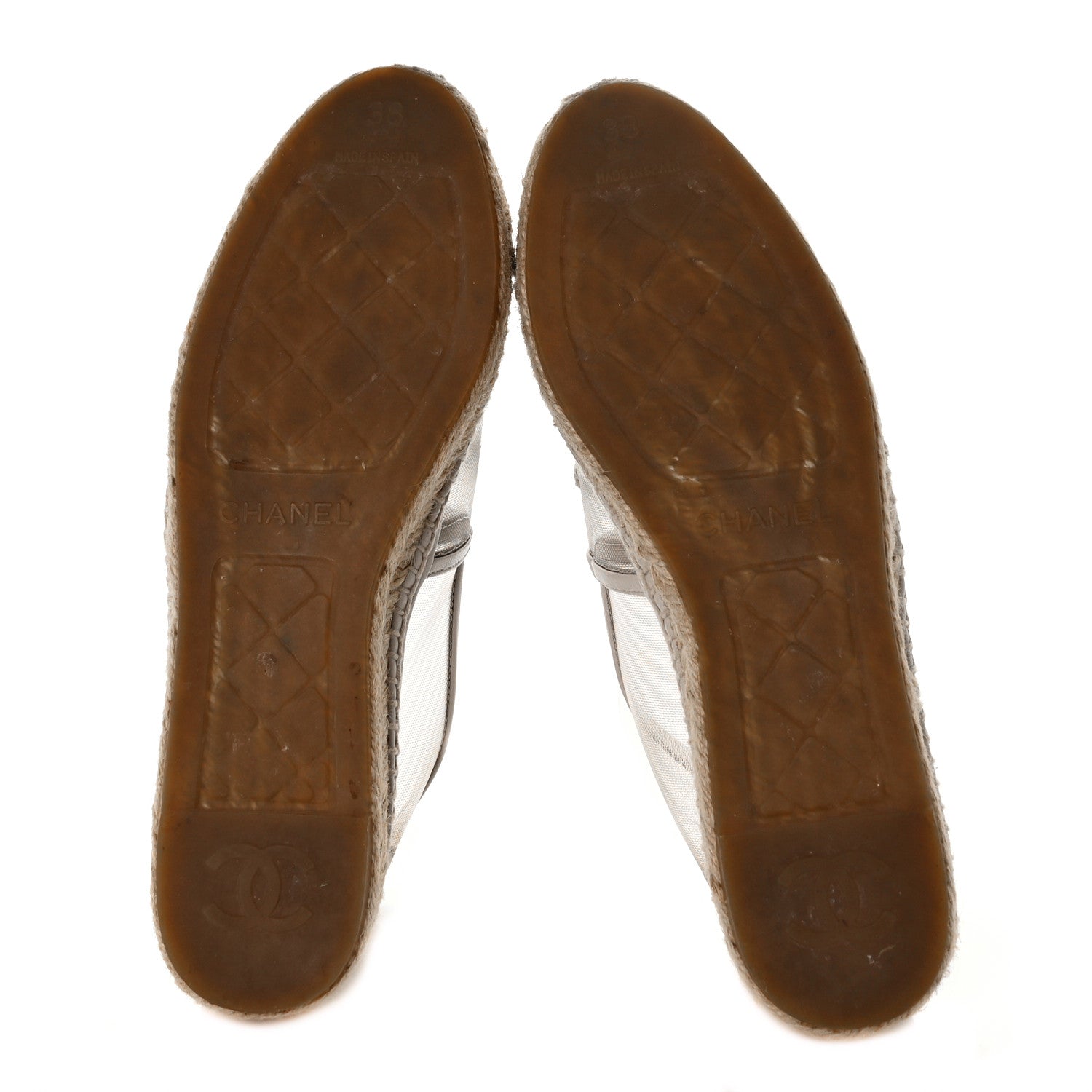 Chanel Mesh Grosgrain CC Espadrilles 38 Gold 5 of 9