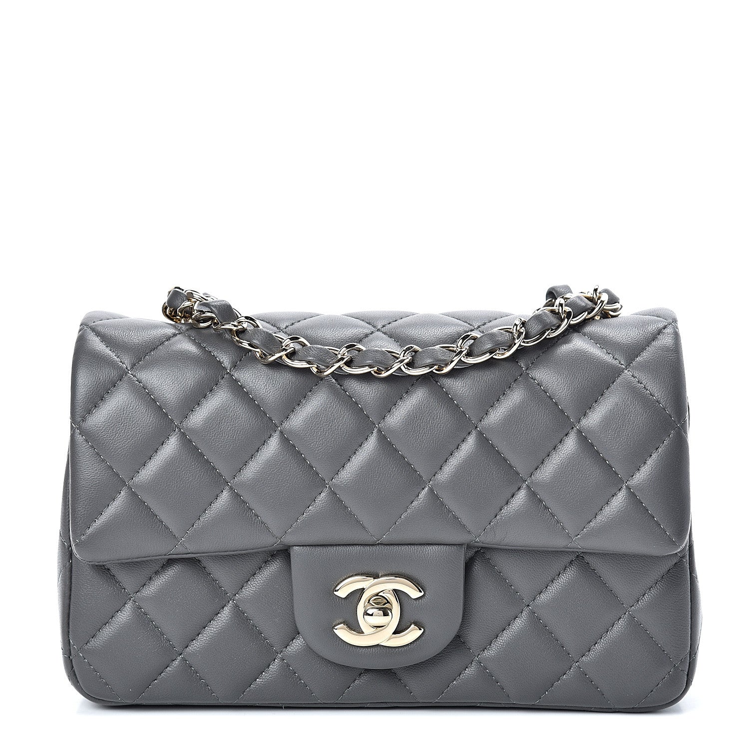 Chanel Lambskin Quilted Mini Rectangular Flap Grey 1 of 10