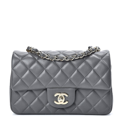 Chanel Lambskin Quilted Mini Rectangular Flap Grey 1 of 10