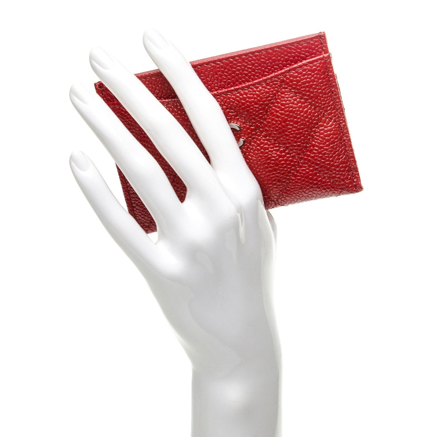 Chanel Caviar Quilted Card Holder Red 2 of 7