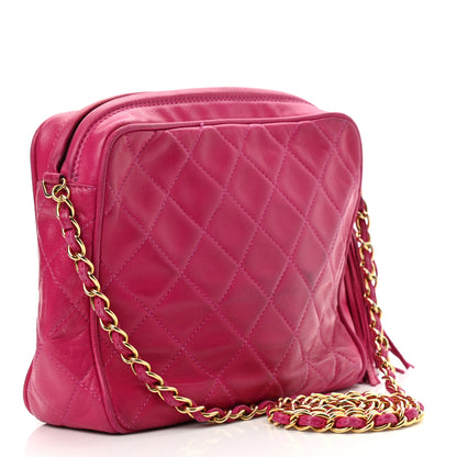Chanel Lambskin Quilted Flap Tassel Camera Case Fuchsia 3 of 12