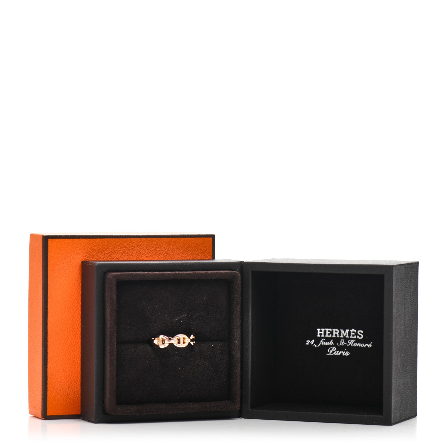 Hermes 18K Rose Gold PM Chaine D'Ancre Enchainee Ring 51 5.75 5 of 5