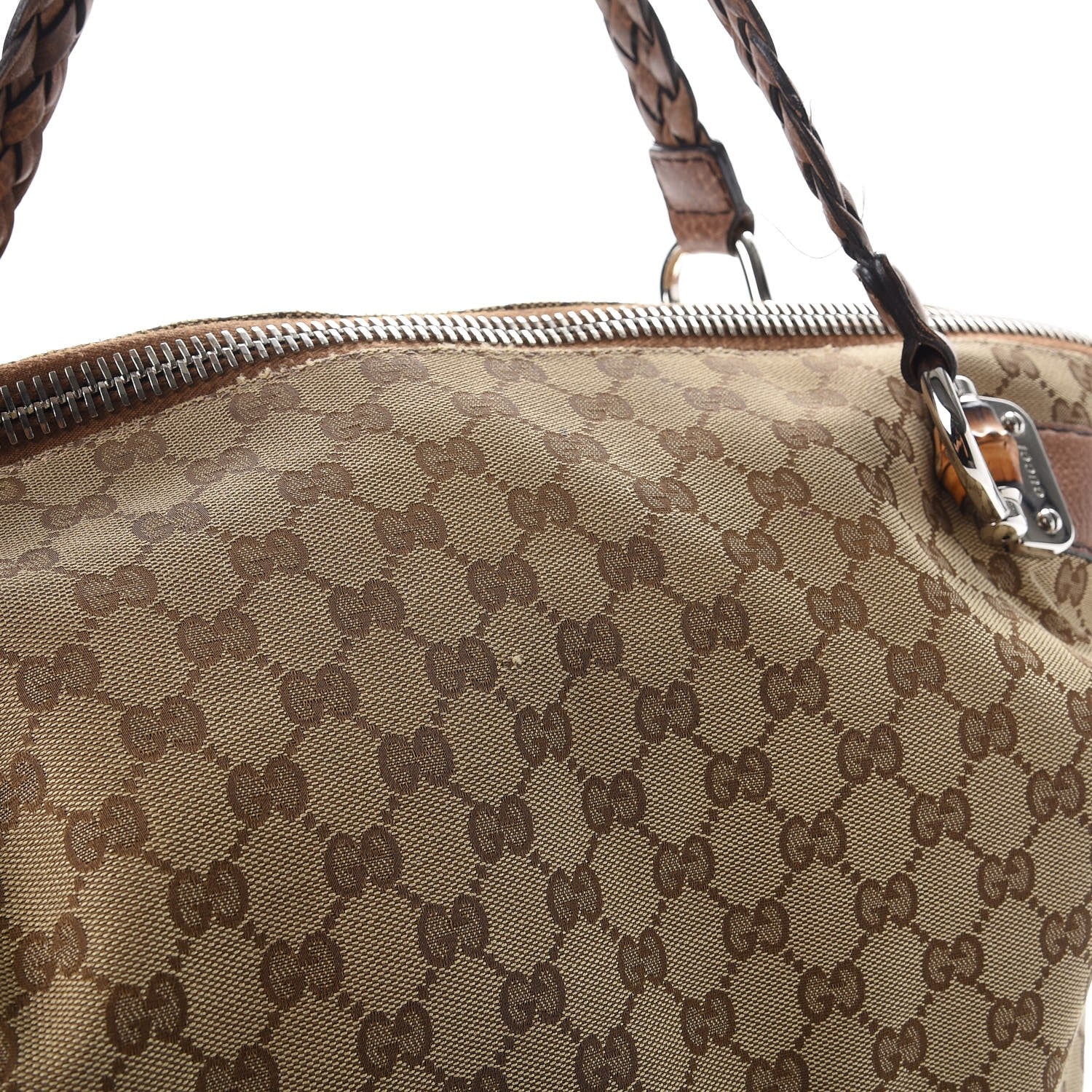 Gucci Monogram Large Bamboo Bar Tassel Shoulder Bag Brown 14 of 18