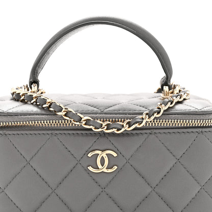 Chanel Lambskin Quilted Small Top Handle Vanity Case With Chain Dark Grey 8 of 12