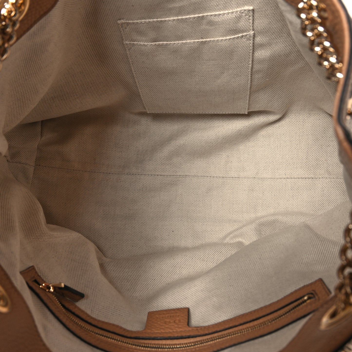Pebbled Calfskin Medium Soho Chain Shoulder Bag Camelia