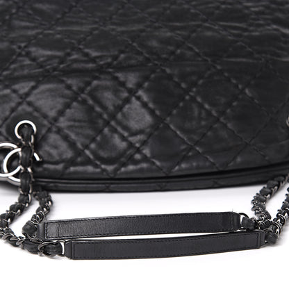 Chanel Iridescent Calfskin Stitched Extra Large Just Mademoiselle Bowling Bag Black 15 of 15
