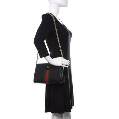 Gucci Calfskin GG Web Small Ophidia Chain Shoulder Bag Black 2 of 10