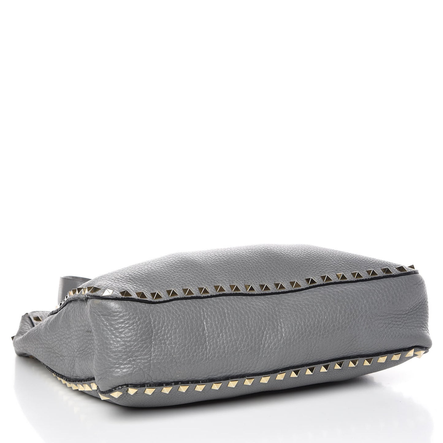 Pebbled Calfskin Large Rockstud Flip-Lock Messenger Bag Grigio Perla