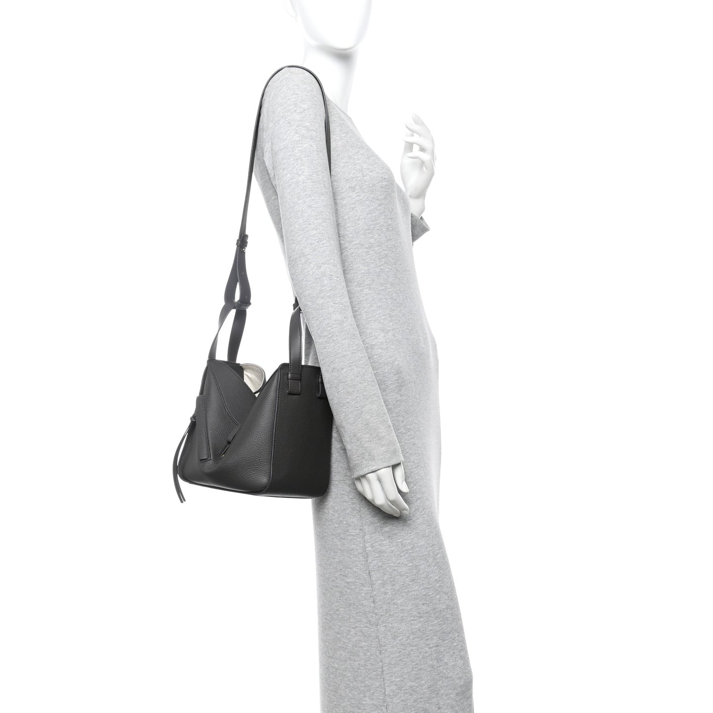Soft Grained Calfskin Compact Hammock Shoulder Bag Dark Grey