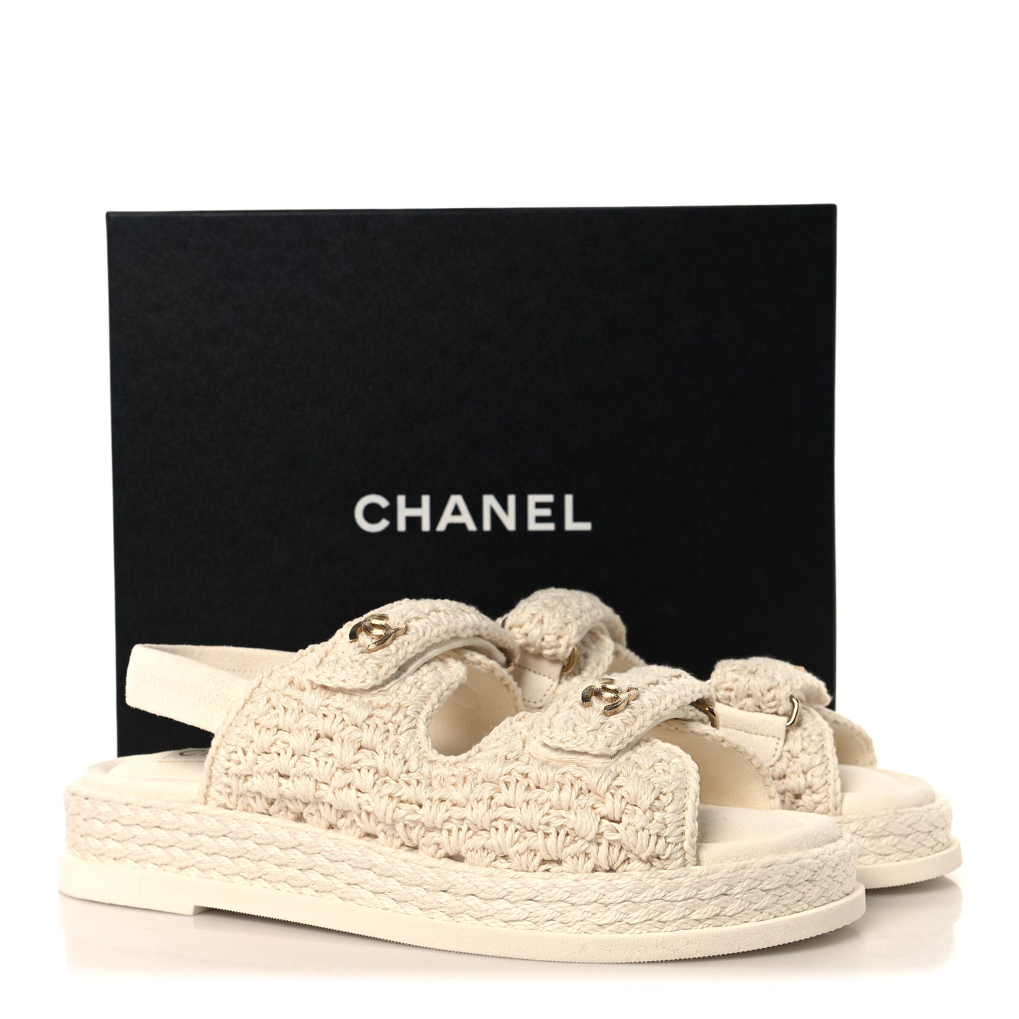 Crochet Velcro Dad Sandals 40 White