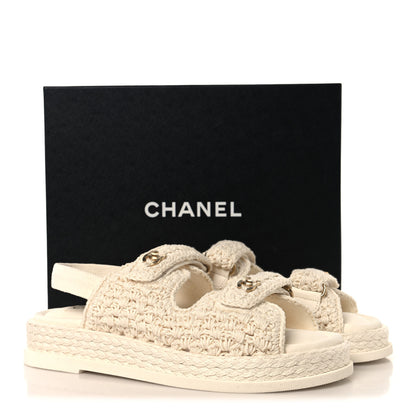 Chanel Crochet Velcro Dad Sandals 40 White 10 of 10