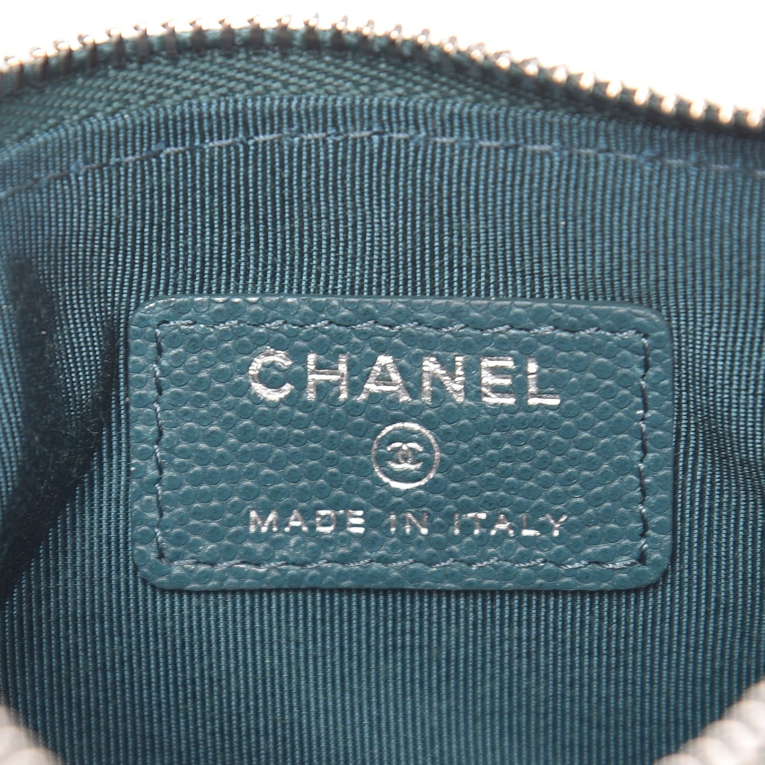 Chanel Caviar Quilted Small Cosmetic Case Dark Turquoise 6 of 8