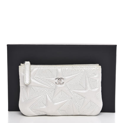 Chanel Metallic Lambskin Star Embossed Coin Purse Case Silver 12 of 12
