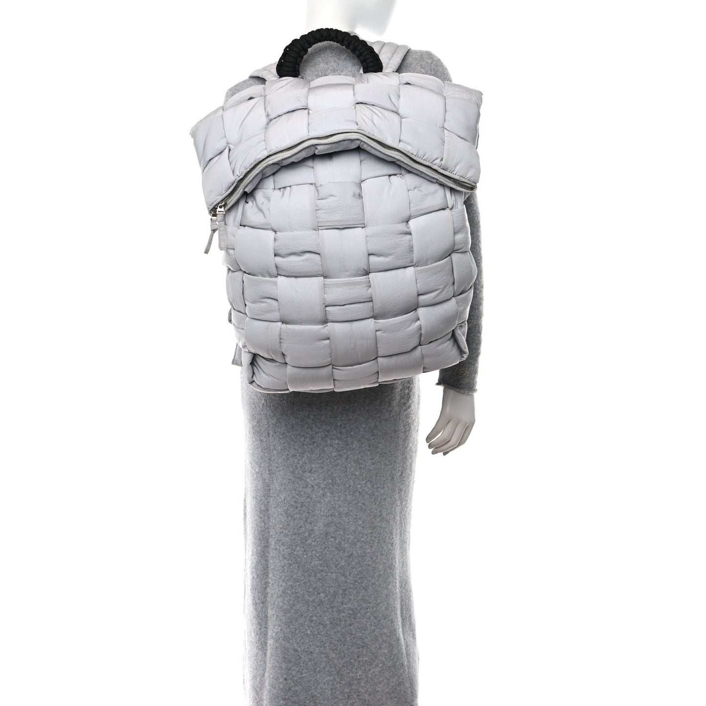 Nylon Intrecciato Padded Tech Fold Over Backpack Frost