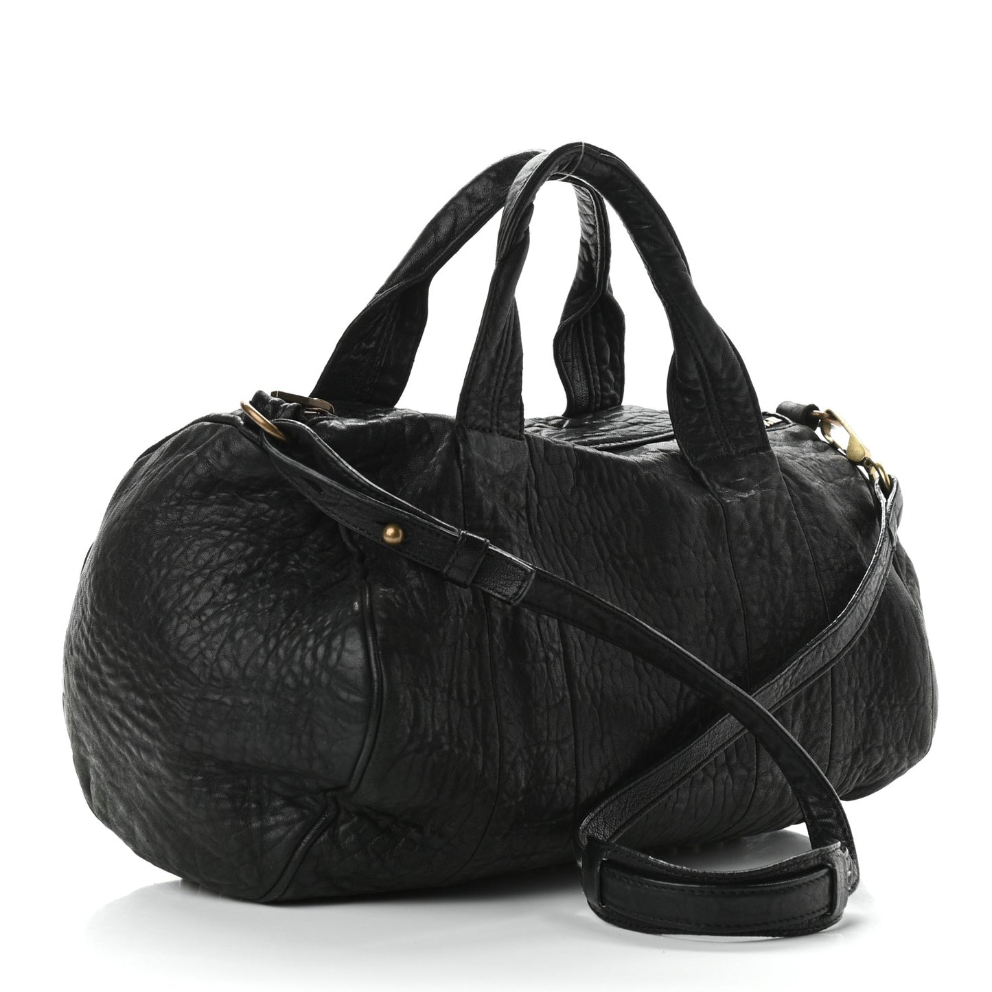 Pebbled Lambskin Rocco Black Antique Brass Hardware