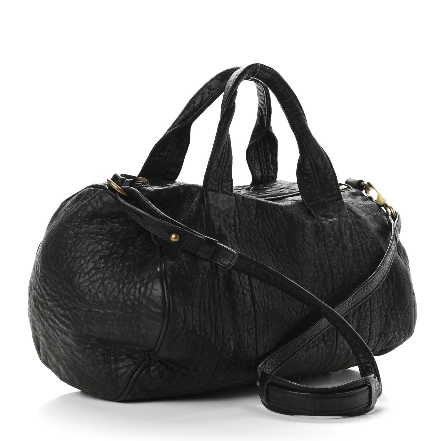 Alexander Wang Pebbled Lambskin Rocco Black Antique Brass Hardware 3 of 11
