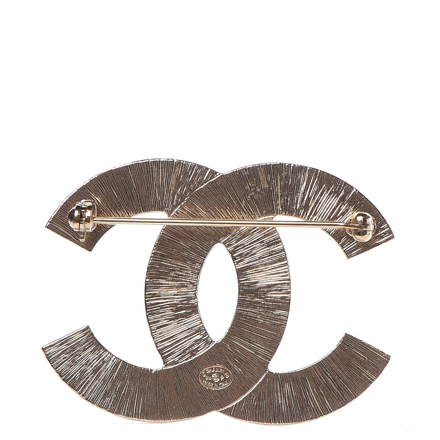 Metal Quilted CC Brooch Silver Gold