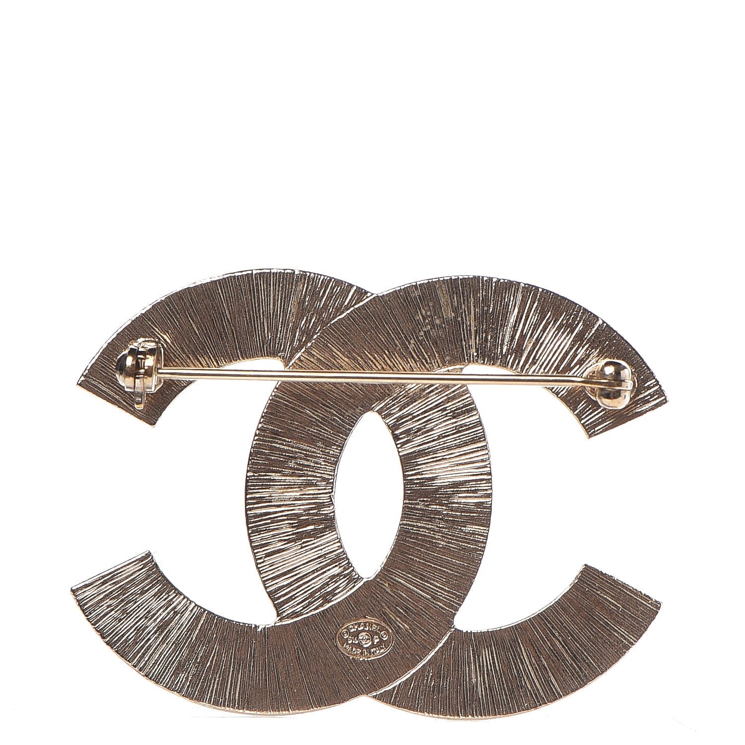 Chanel Metal Quilted CC Brooch Silver Gold 3 of 5