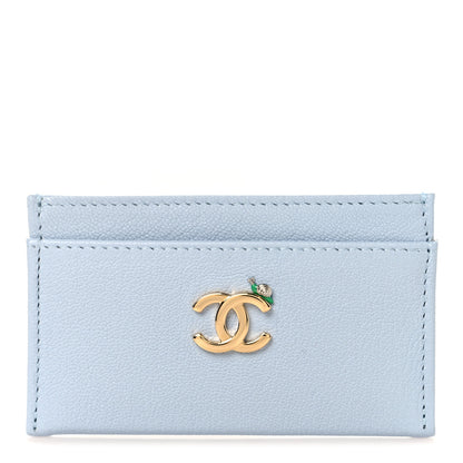 Chanel Grained Goatskin CC Snail Card Holder Light Blue Beige 1 of 8