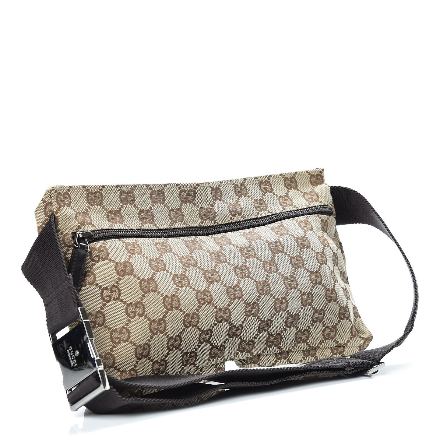 GG Monogram Double Pocket Belt Bag Dark Brown