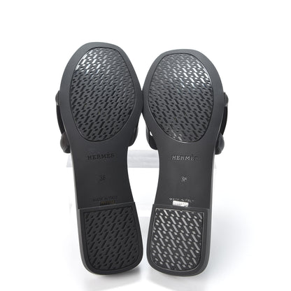 Hermes Rubber Aloha Sandals 38 Black 5 of 9
