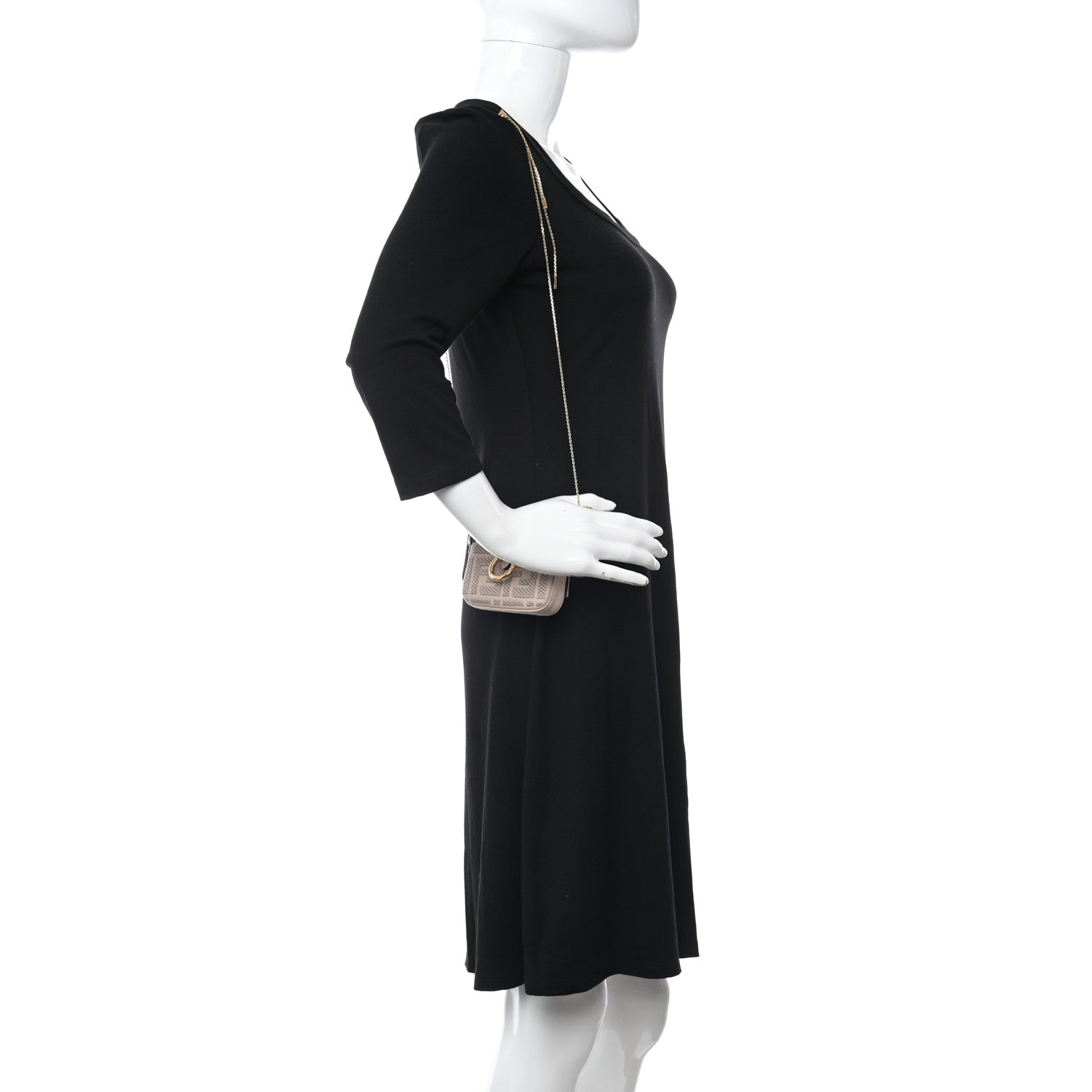 Fendi Canvas Vitello King FF Embroidered Nano Maxi Buckle Baguette Charm Nuvola 2 of 8