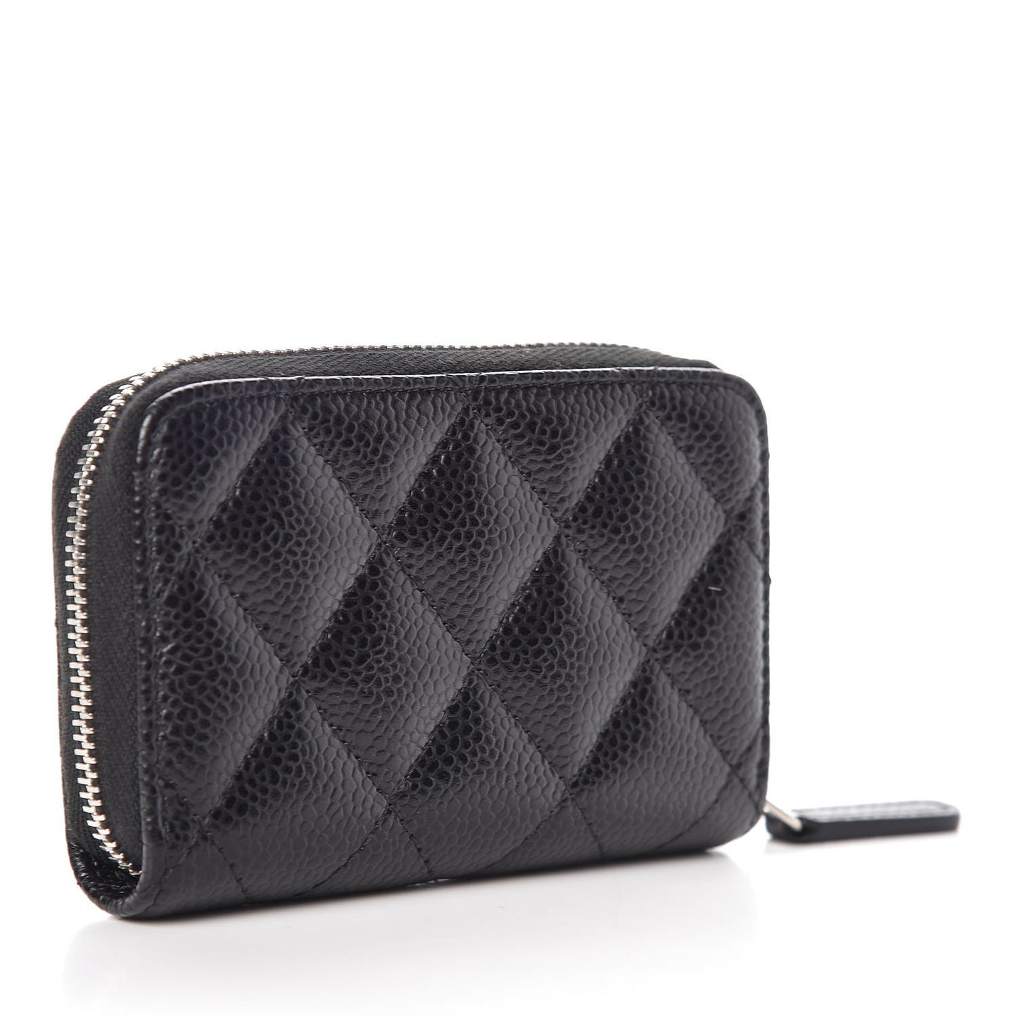 Caviar Quilted Zip Coin Purse Black