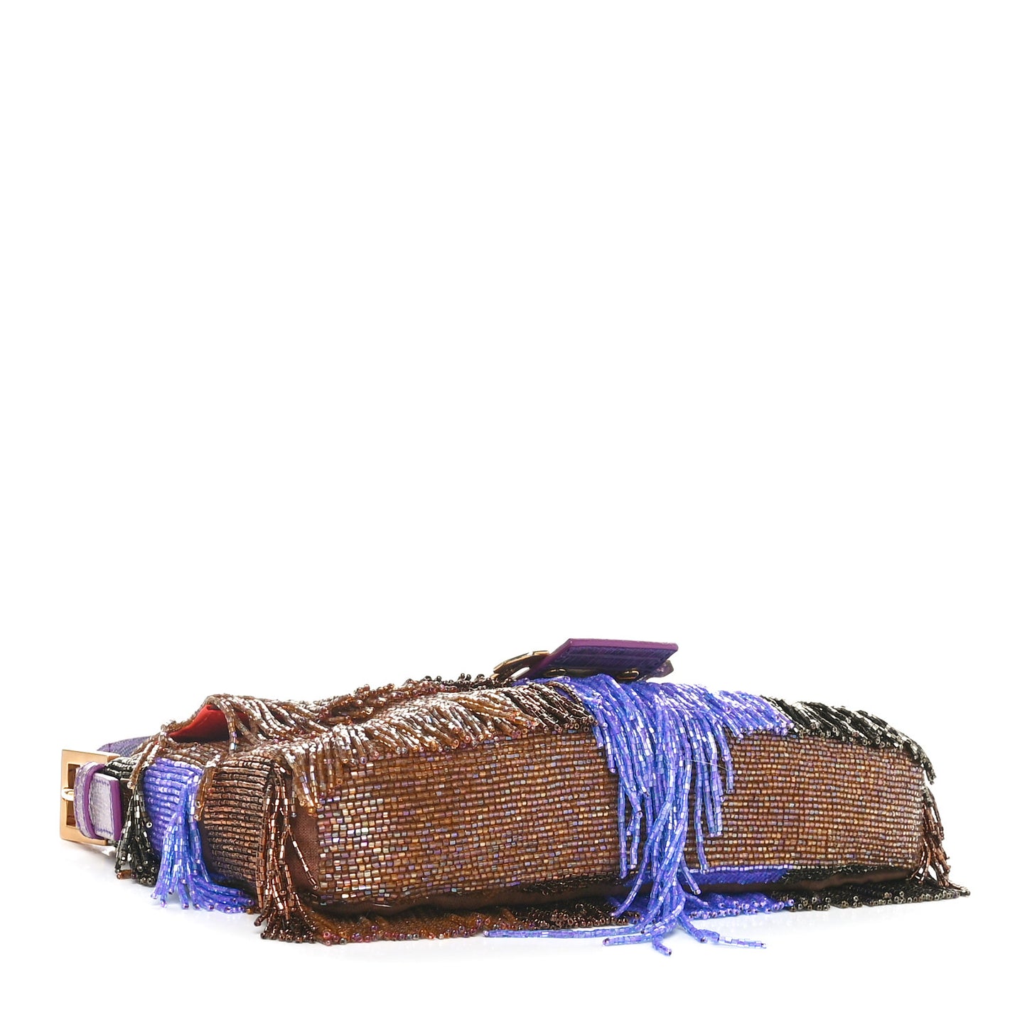 Iridescent Lizard Beaded Fringe Baguette Multicolor