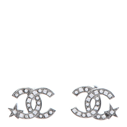 Chanel Crystal CC Starfall Earrings Silver 1 of 4