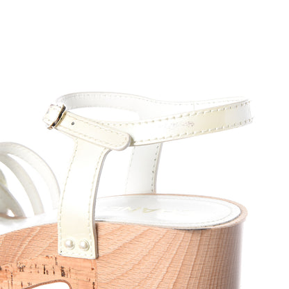 Chanel Patent Cork Mykonos Wedge Sandals 40 Beige 10 of 10