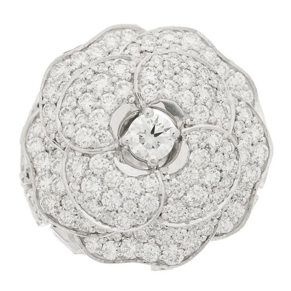 Chanel 18K White Gold Diamond 3.50ct Bouton de Camelia Ring 52 6 1 of 10