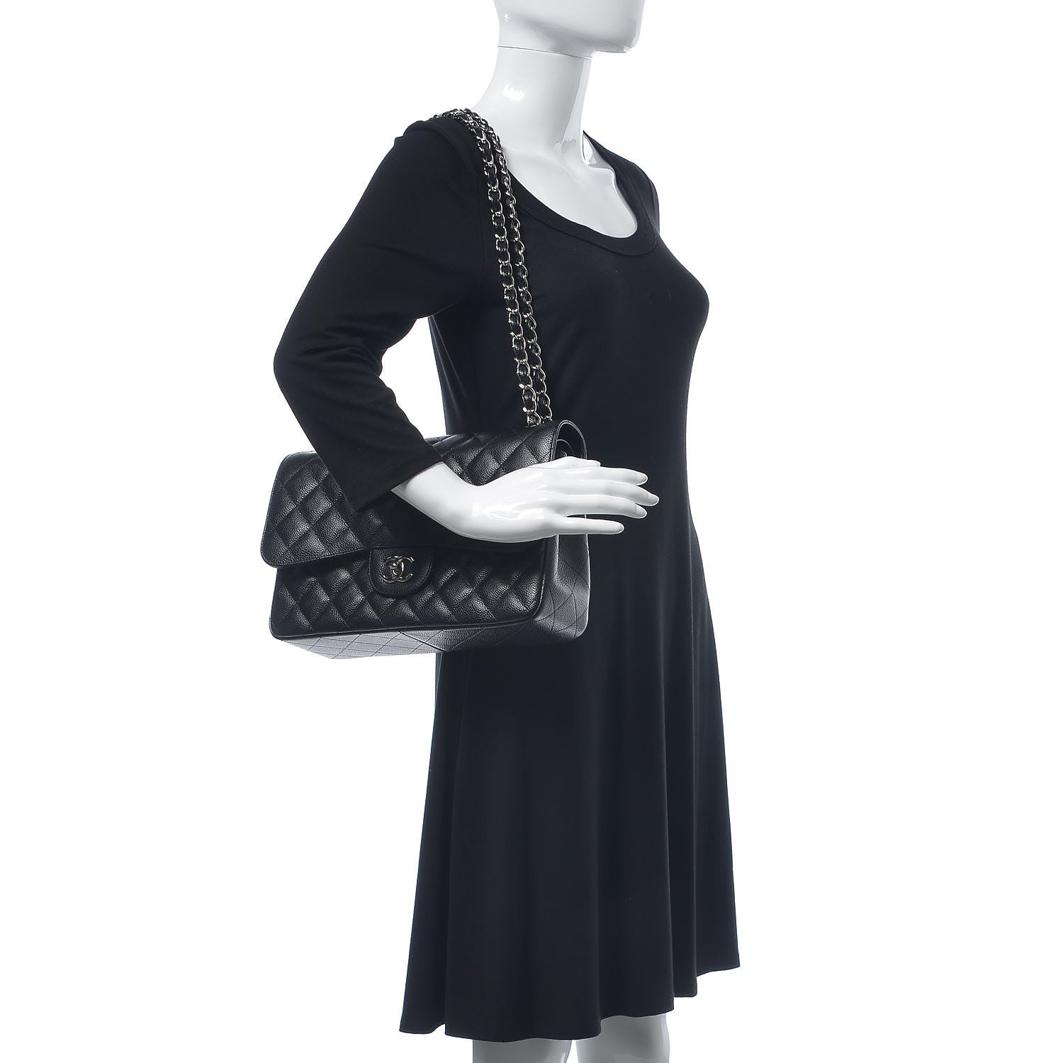 Chanel Caviar Quilted Jumbo Double Flap Black 2 of 8