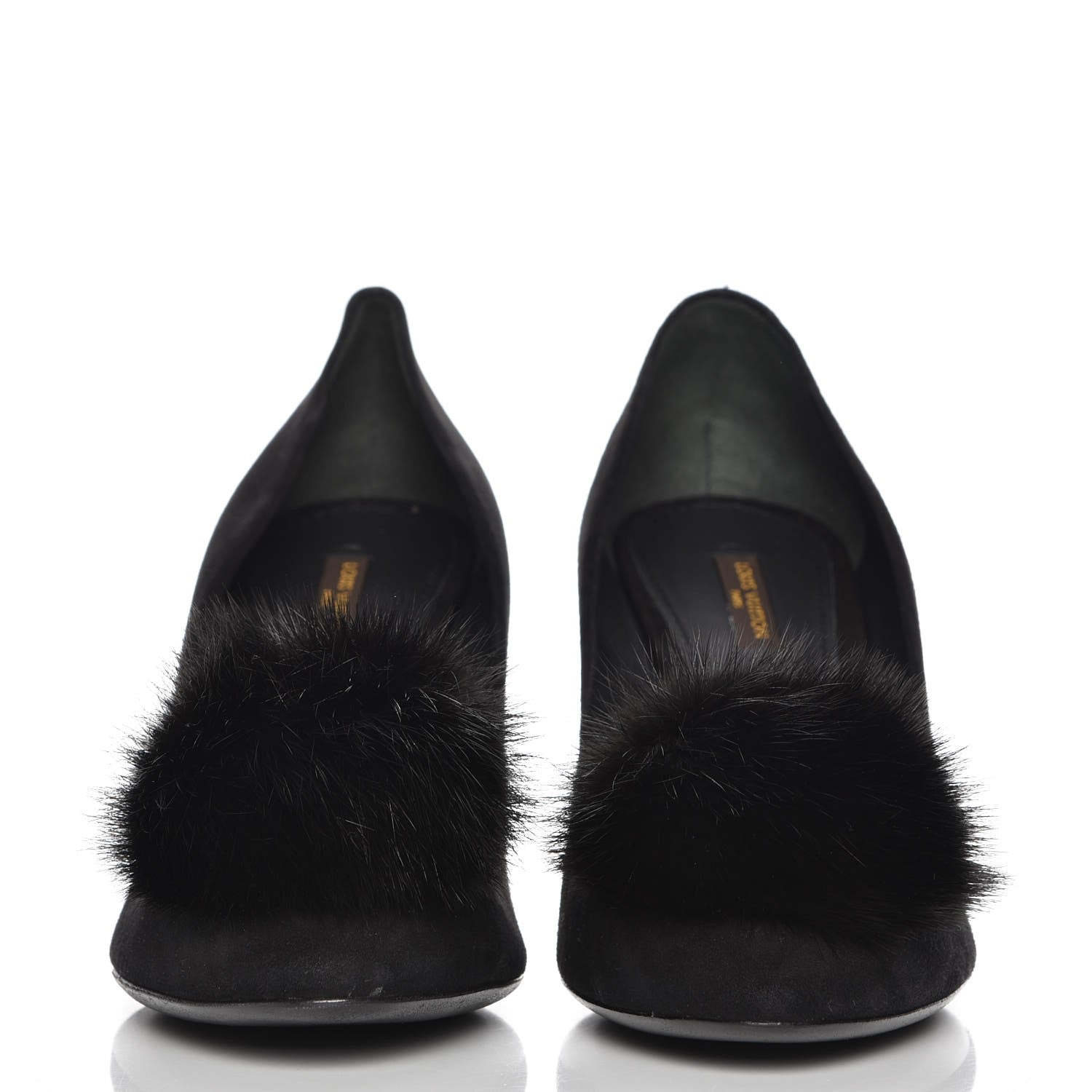 Louis Vuitton Suede Fur Pom Pumps 40 Black 2 of 8