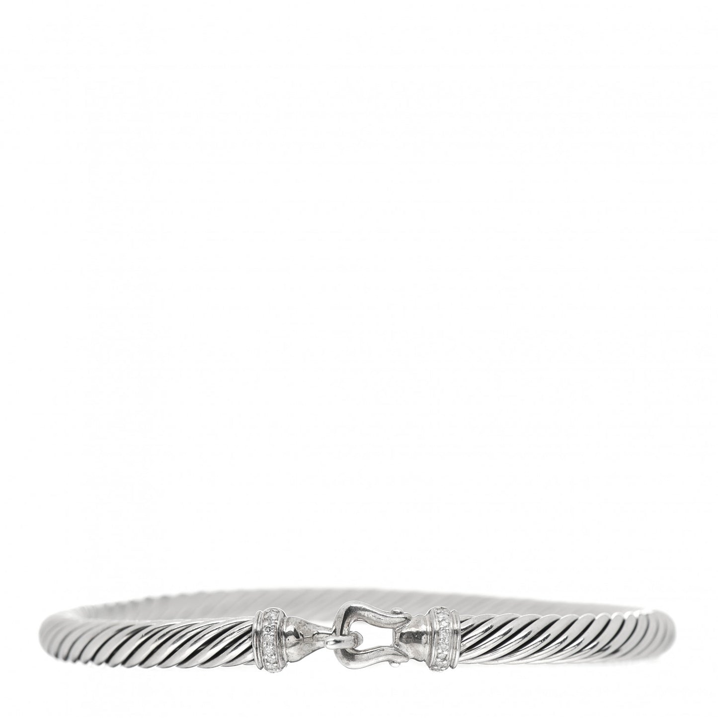 Sterling Silver Diamond 5mm Cable Buckle Bracelet
