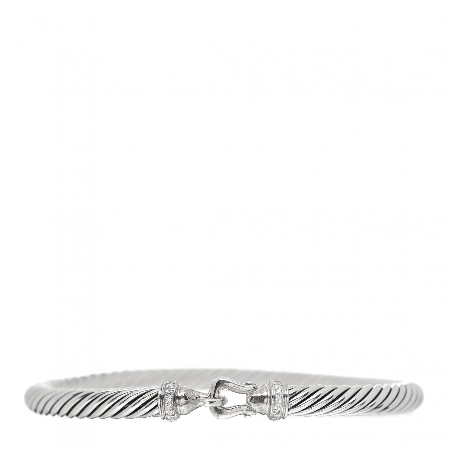 David Yurman Sterling Silver Diamond 5mm Cable Buckle Bracelet 1 of 4