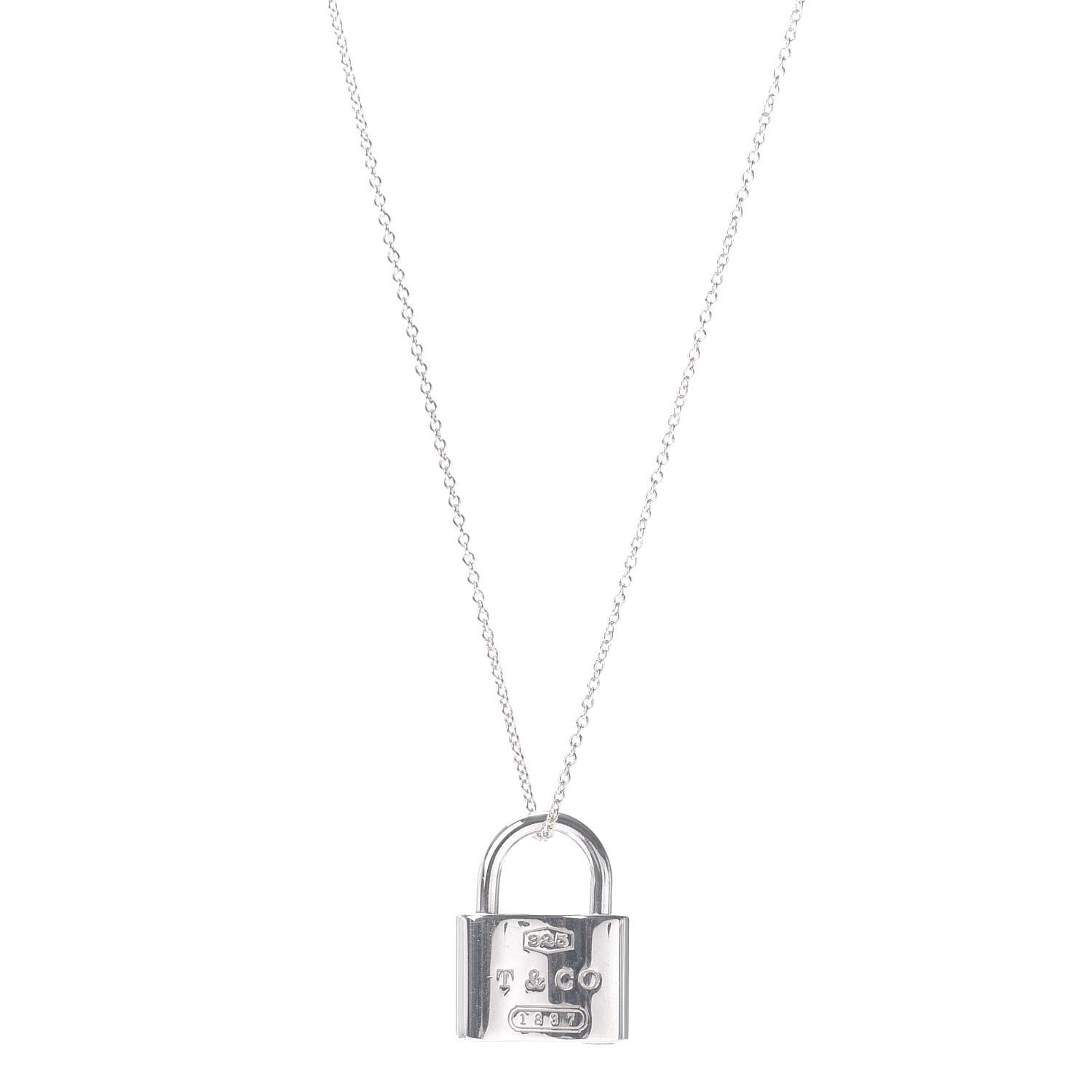 Tiffany Sterling Silver 1837 Lock Charm Pendant Necklace 1 of 4