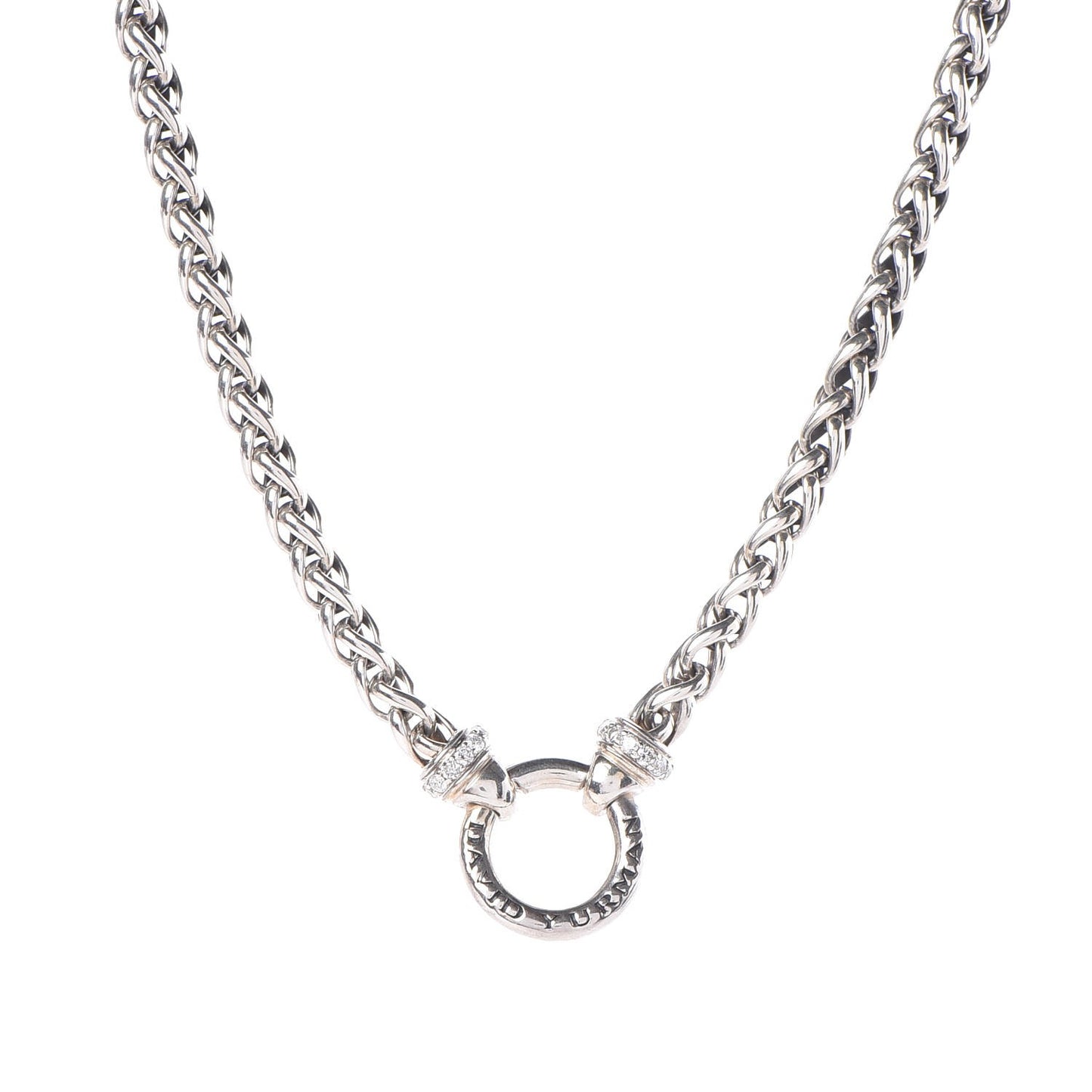 Sterling Silver Diamond Wheat Chain Necklace
