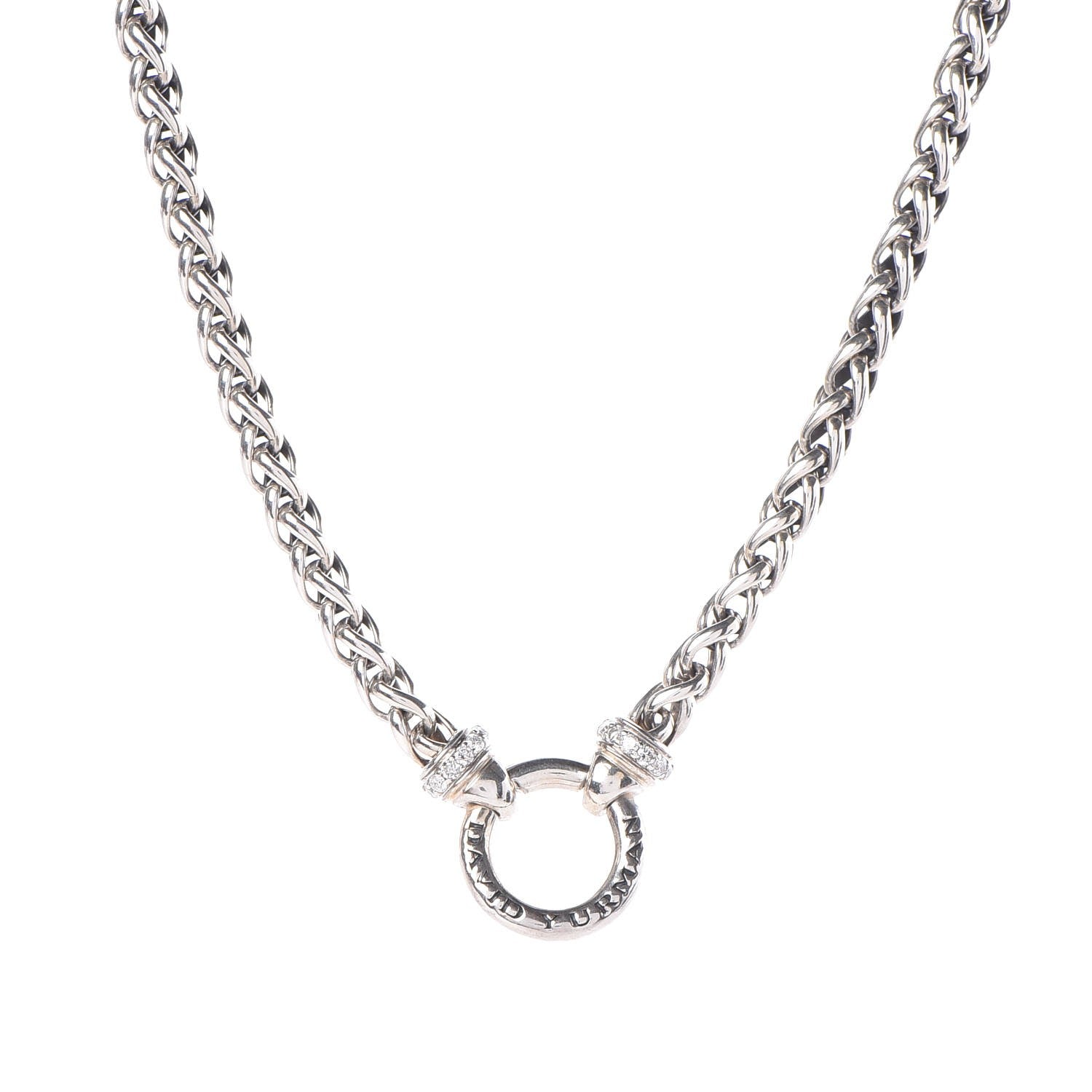 David Yurman Sterling Silver Diamond Wheat Chain Necklace 1 of 7